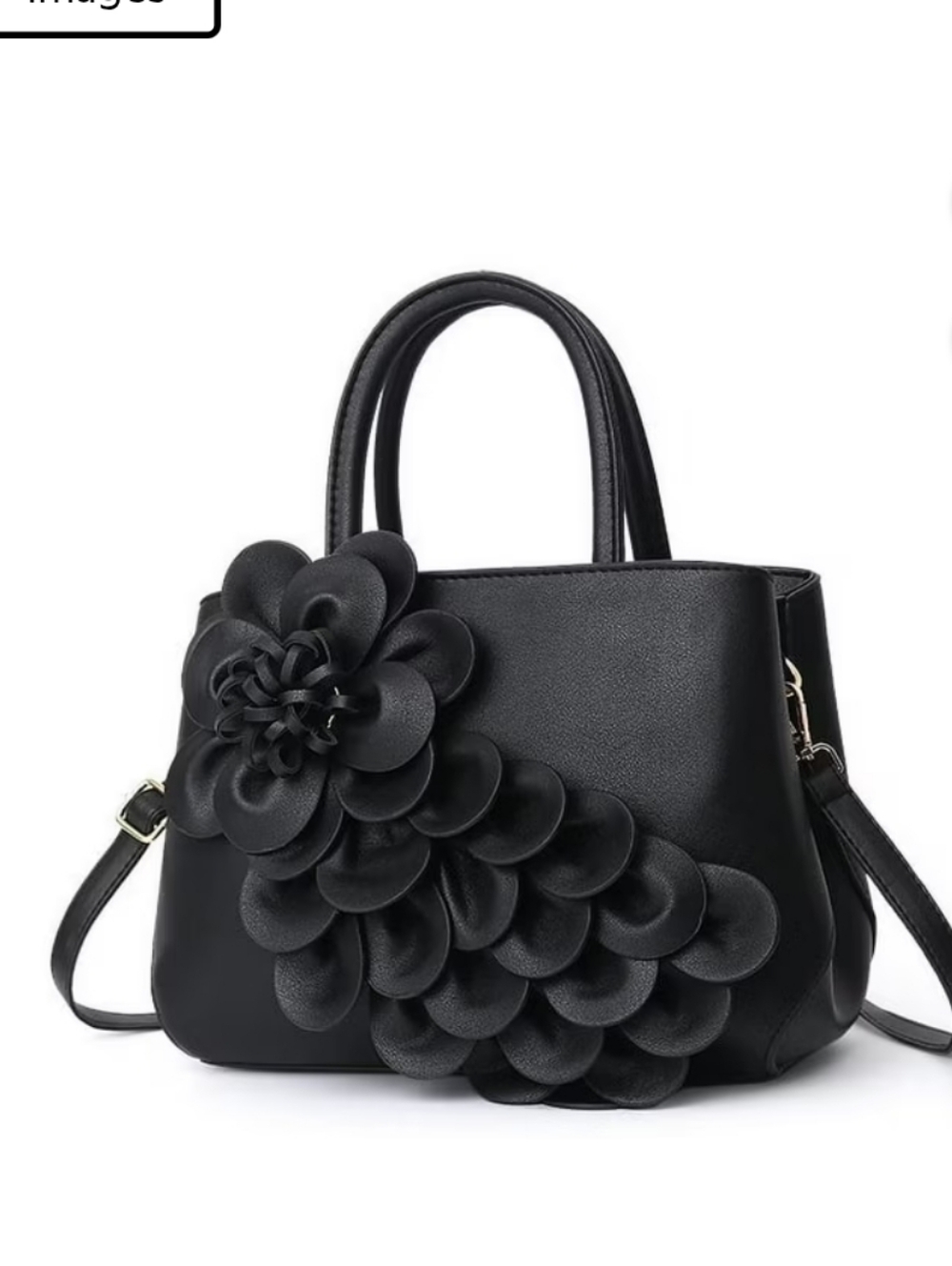 🆕️👜  BLACK FLORAL CASCADING PETAL HANDBAG / PURSE👜 - Picture 9 of 16